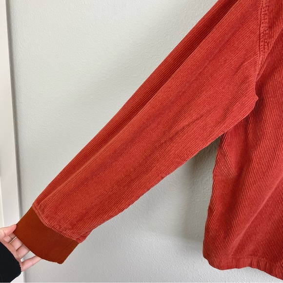 Urban Outfitters Men's Large Teracotta Corduroy Popover Collared Shirt Orange - Picture 15 of 16